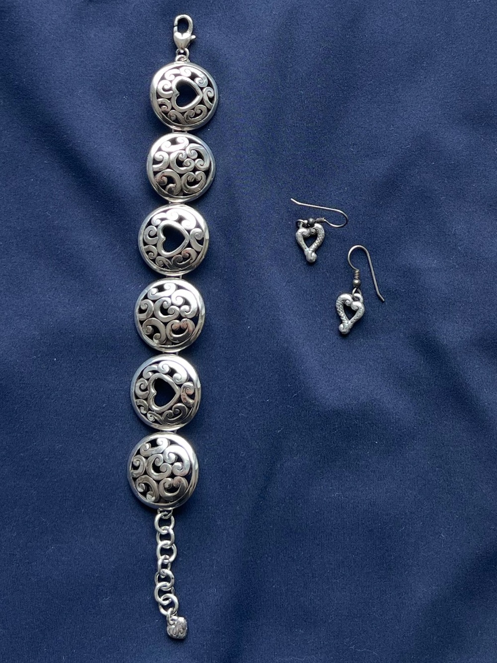 Brighton Silver Filigree Bracelet and Heart Earrings set